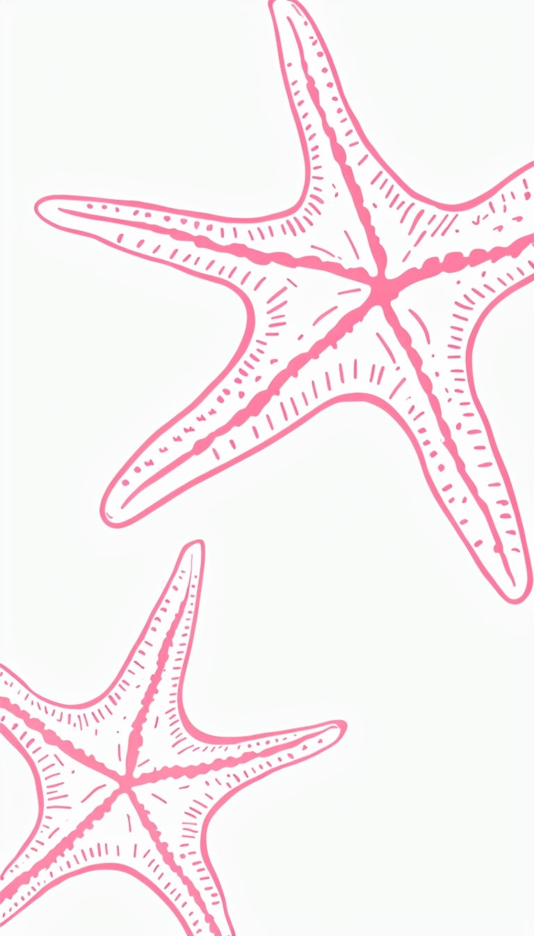 Minimalist Light Pink Starfish Sketch Illustration Phone Case Cover