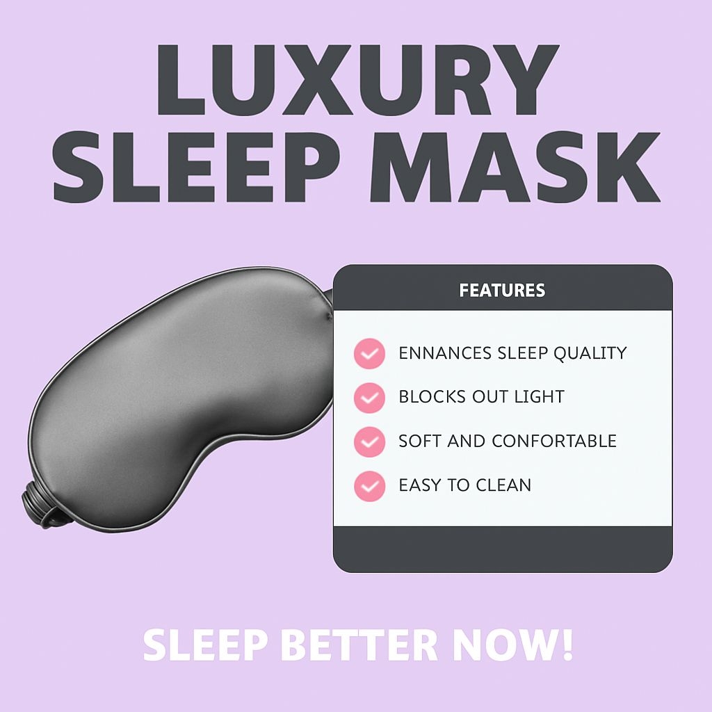 Elegant Luxury Sleep Mask Design with Features and Call to Action Ads