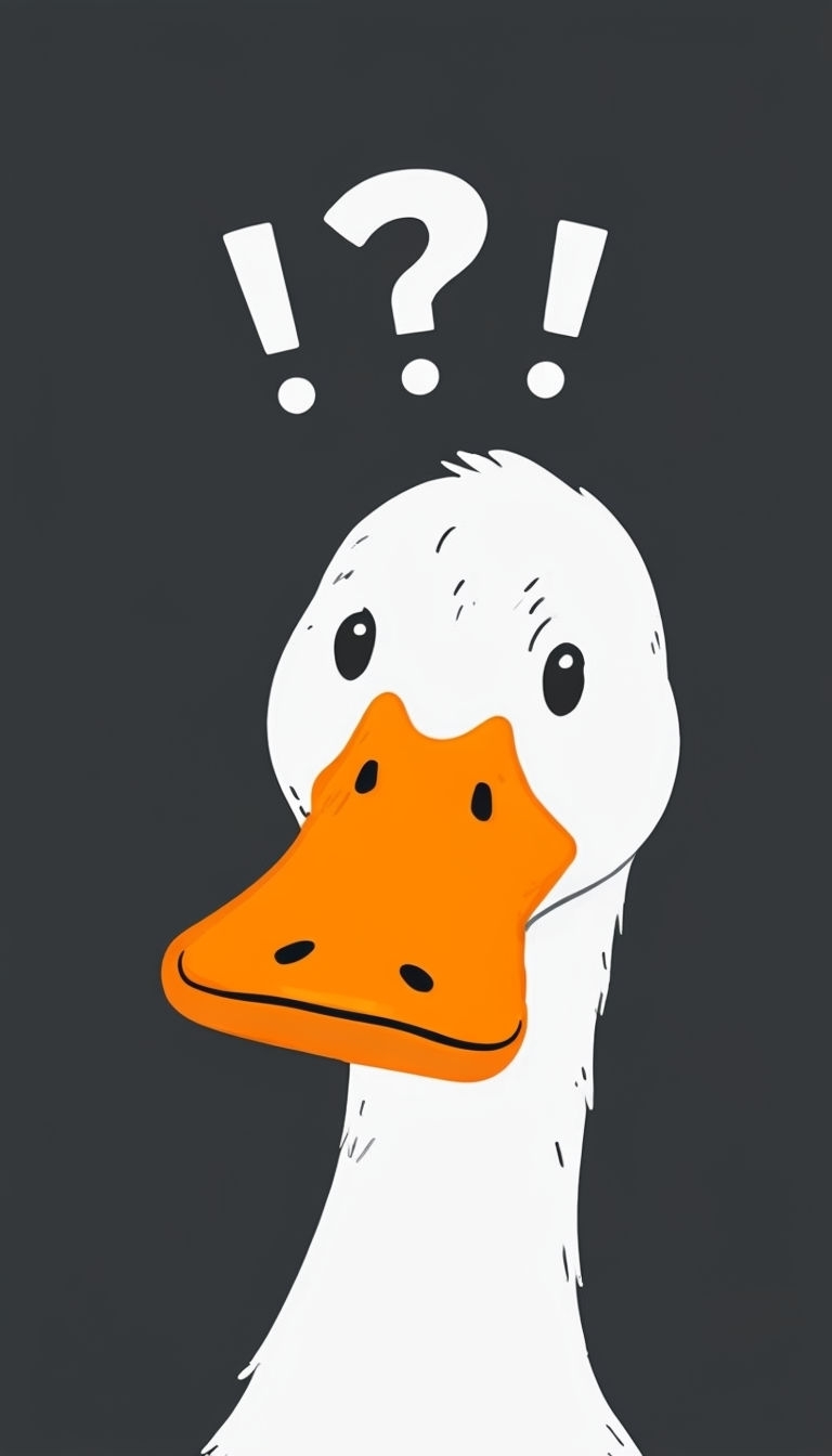 Curious Cartoon White Duck with Orange Beak Phone Case Cover