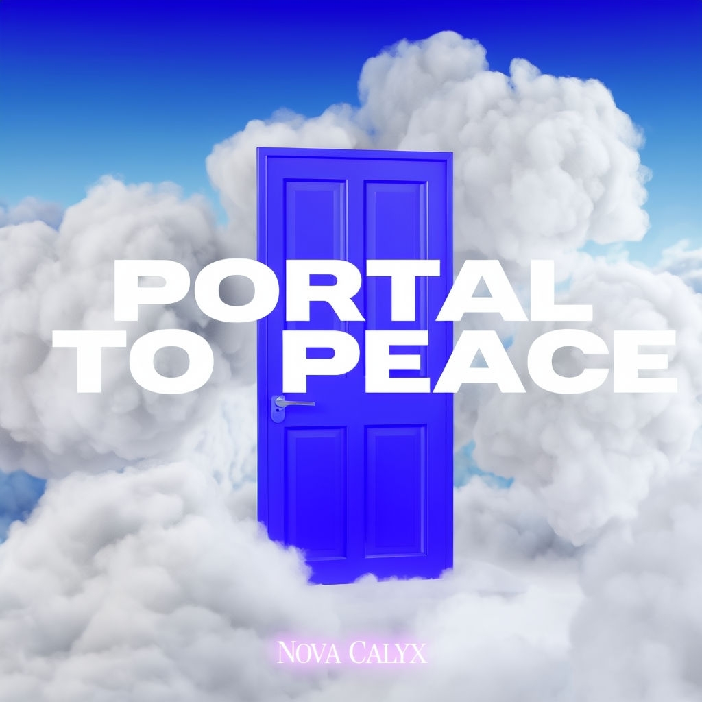 Portal to Peace Dreamy Blue Door Digital Art for Spotify Album Cover