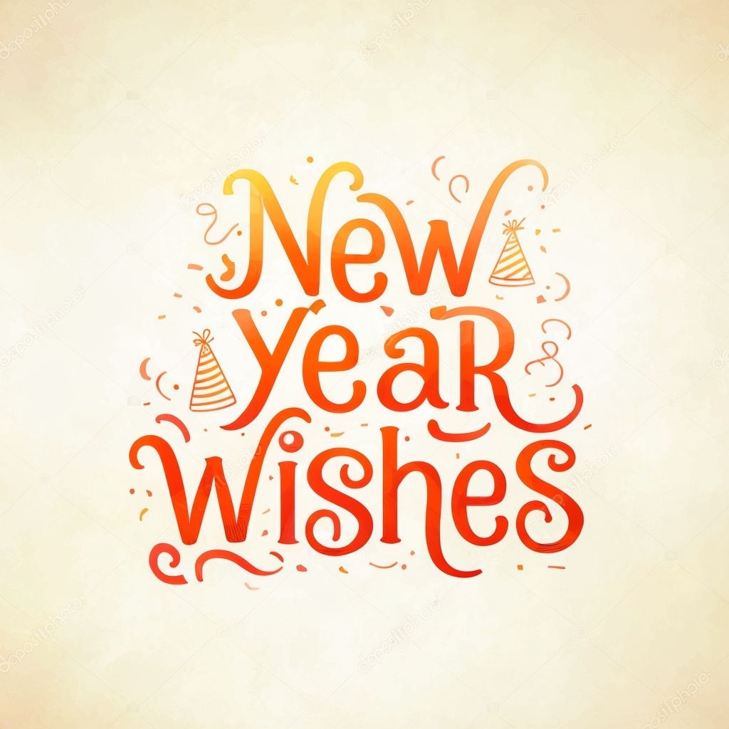 Whimsical New Year Wishes Logo with Festive Illustrations