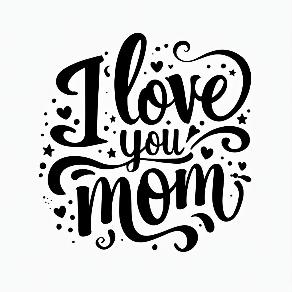 I Love You Mom Hand-Lettered Typography Design Mug