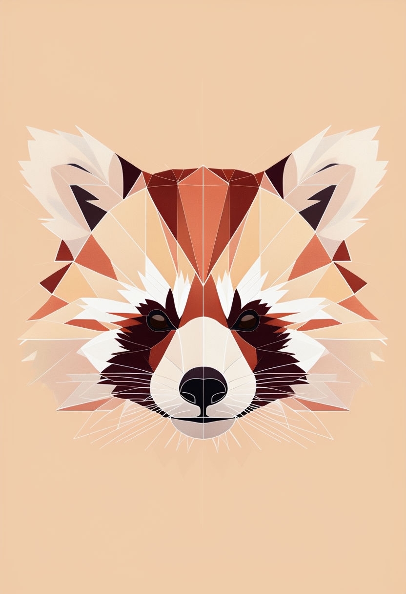 Geometric Red Panda Face Illustration Phone Case Cover