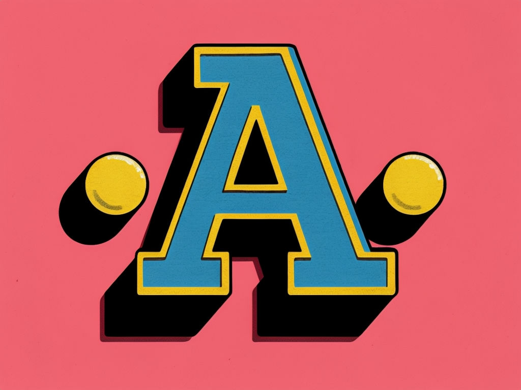 Playful Retro Letter A Digital Illustration Art