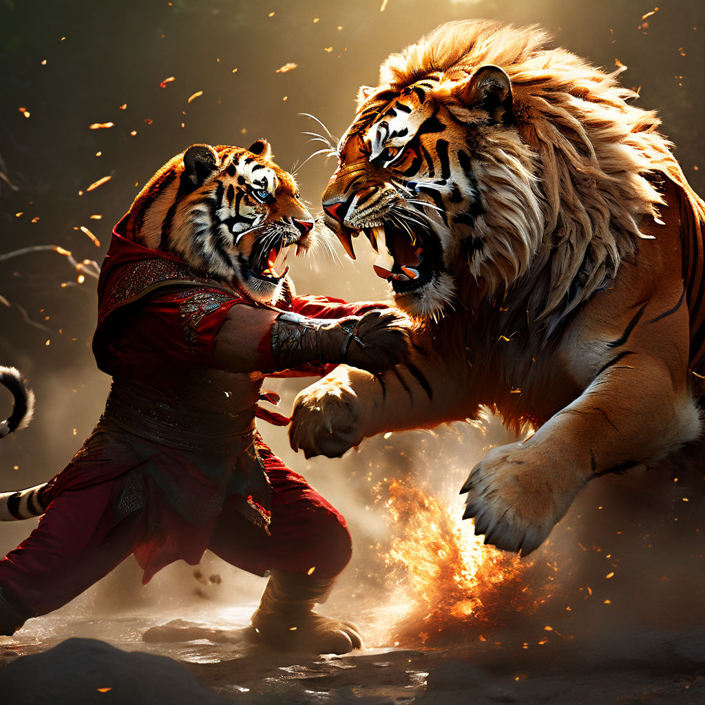 combat tigre contre lion