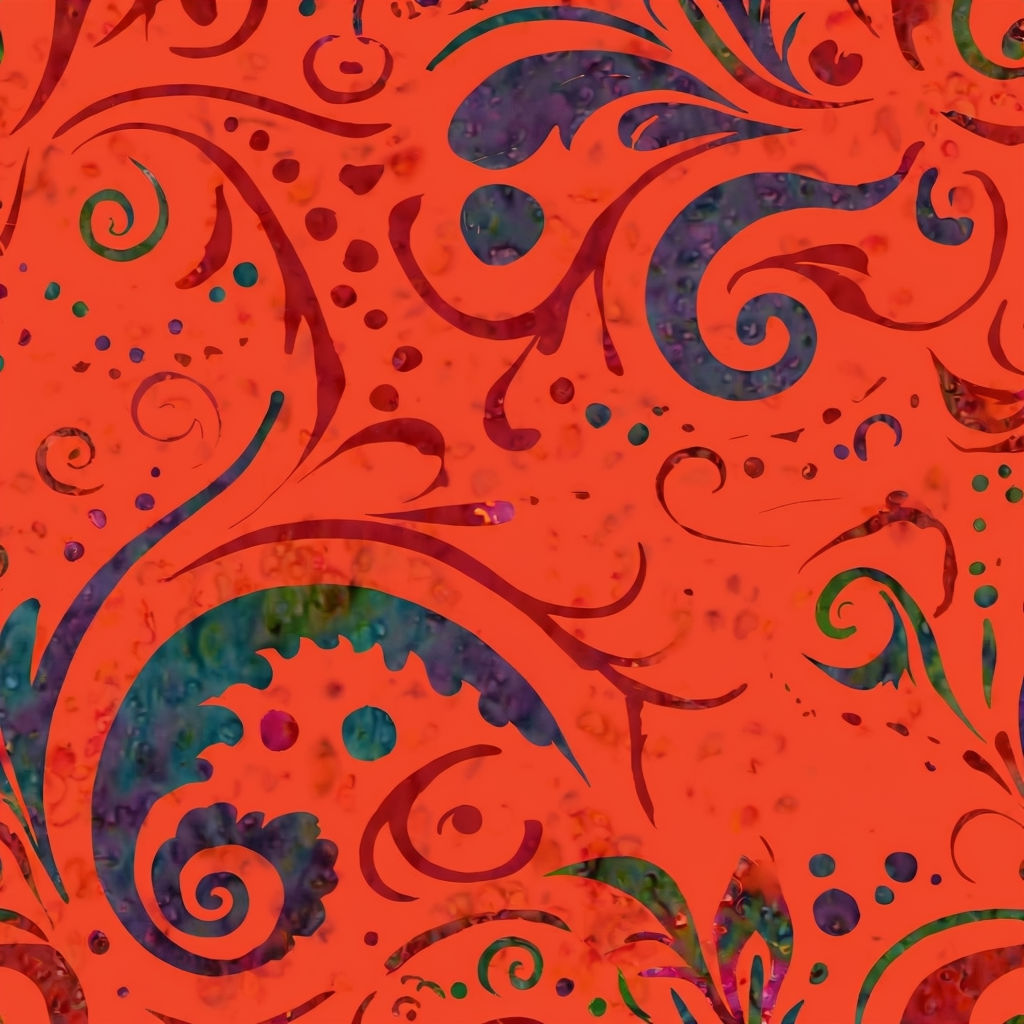  Orange Batik Seamless Pattern 