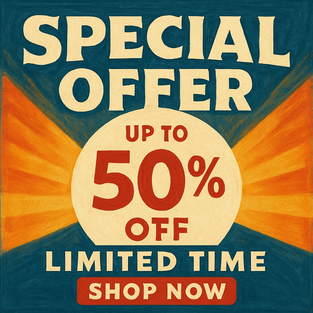 Vintage Style Special Offer Advertisement with Bold Text Ads