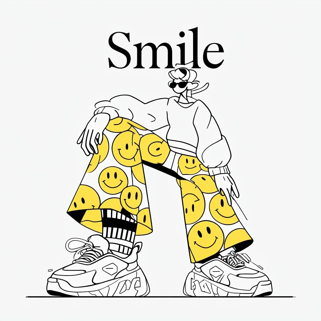 Playful Minimalist Character Design with Smiley Faces Poster