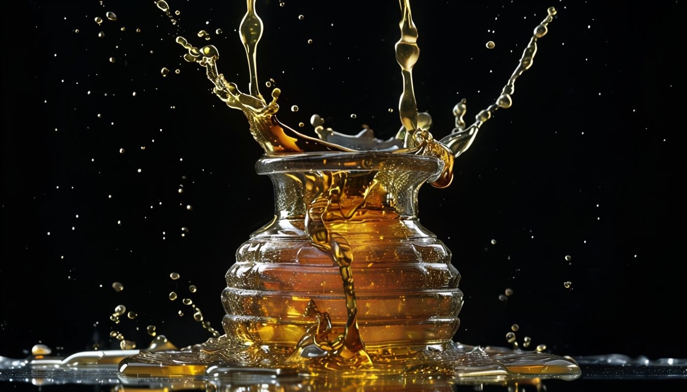Golden Amber Honey Splash Photograph for Virtual Backgrounds