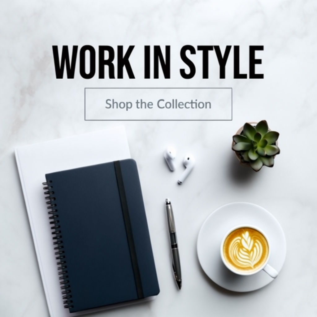 Elegant Flat Lay Work in Style with Latte and Succulent Social Media Post