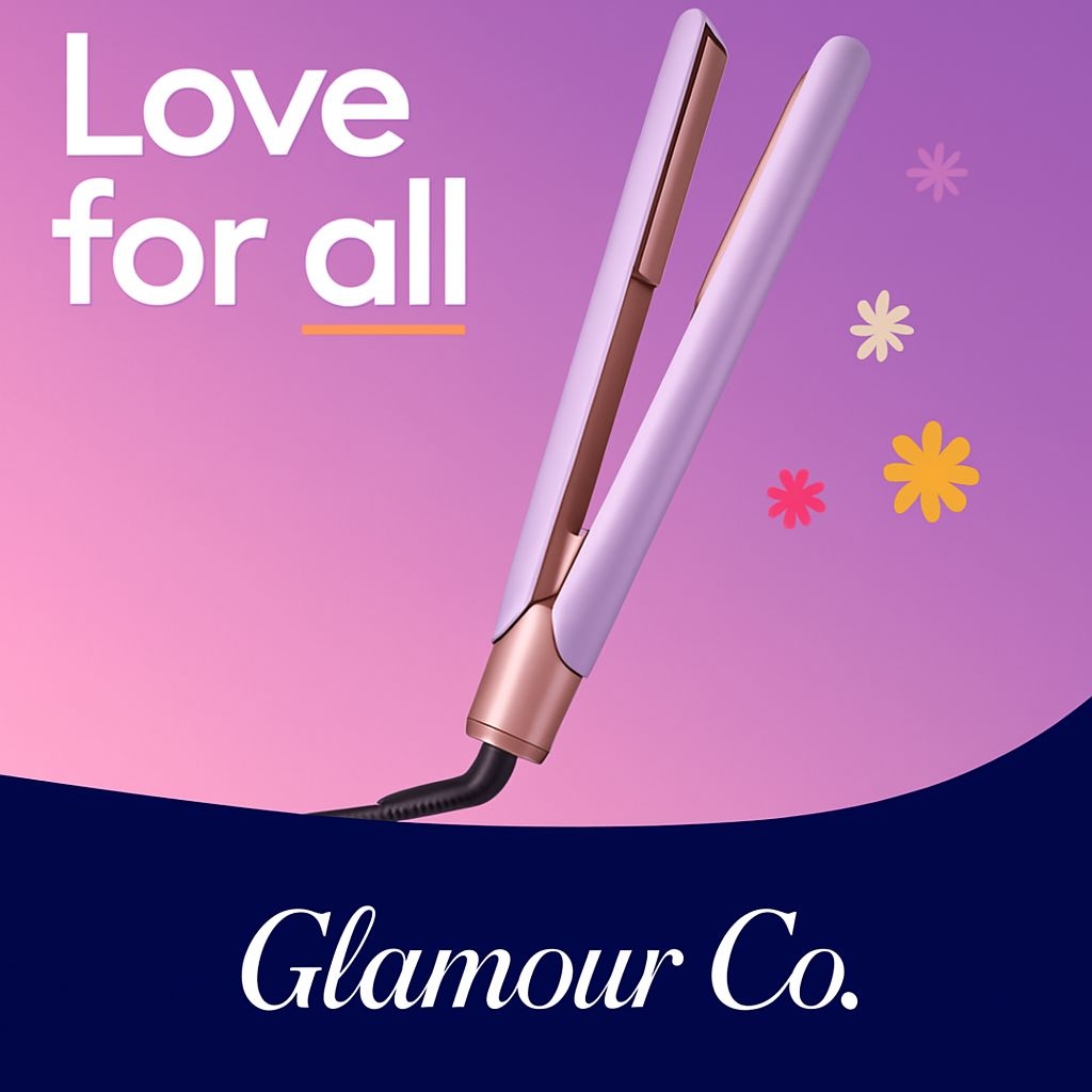 Lavender and Rose Gold Hair Straightener Glamour Ad