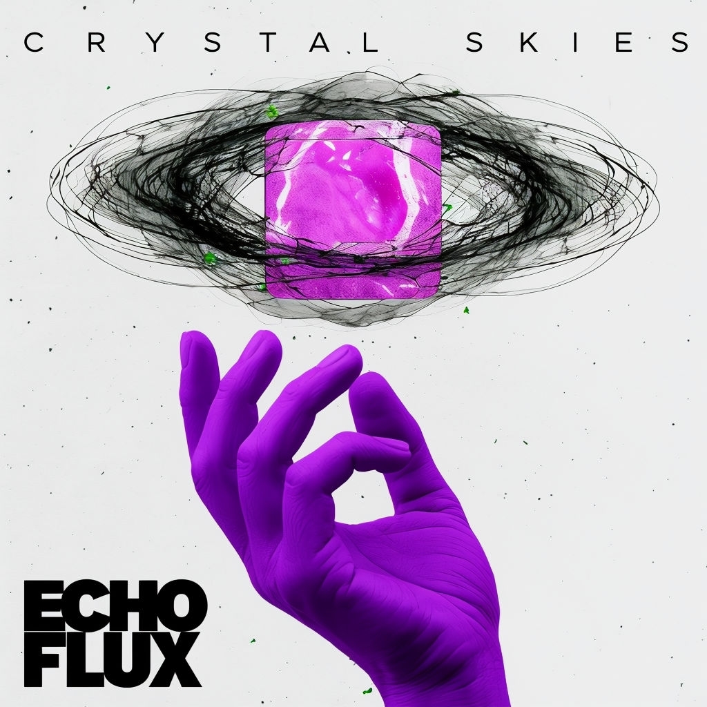 Surreal Purple Hand and Abstract Cosmic Design Album Cover