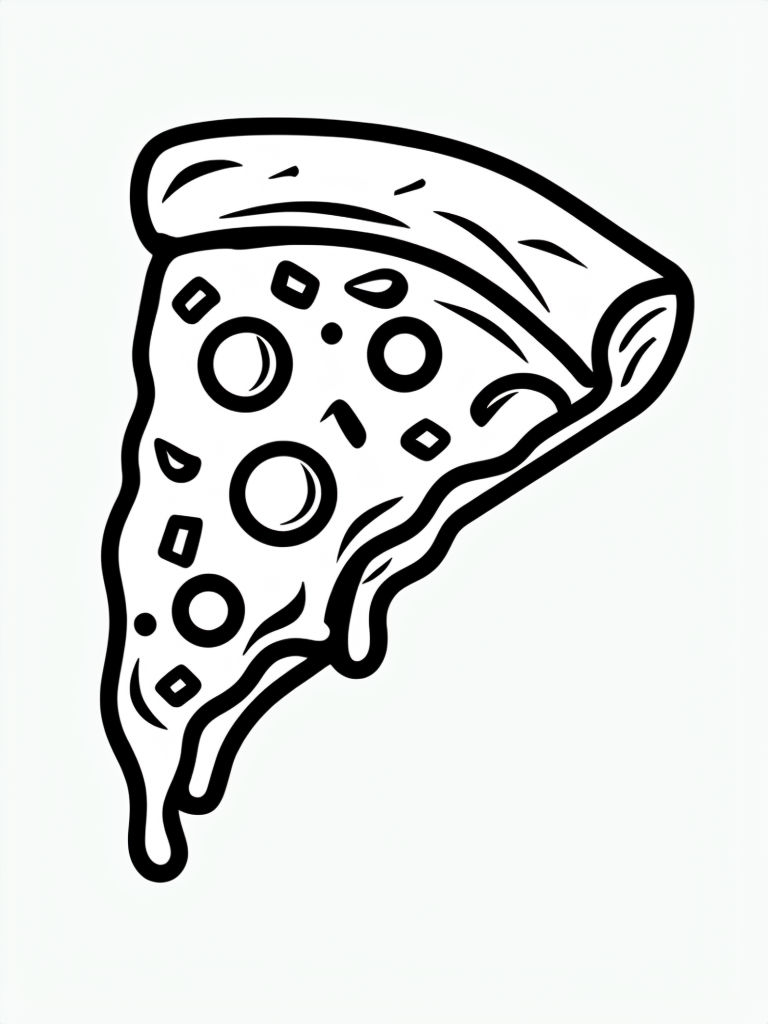 Minimalist Black and White Pizza Slice Line Drawing Sticker