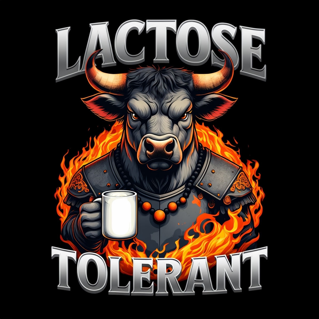 Fierce Anthropomorphic Bull with Milk Mug Lactose Tolerant Meme