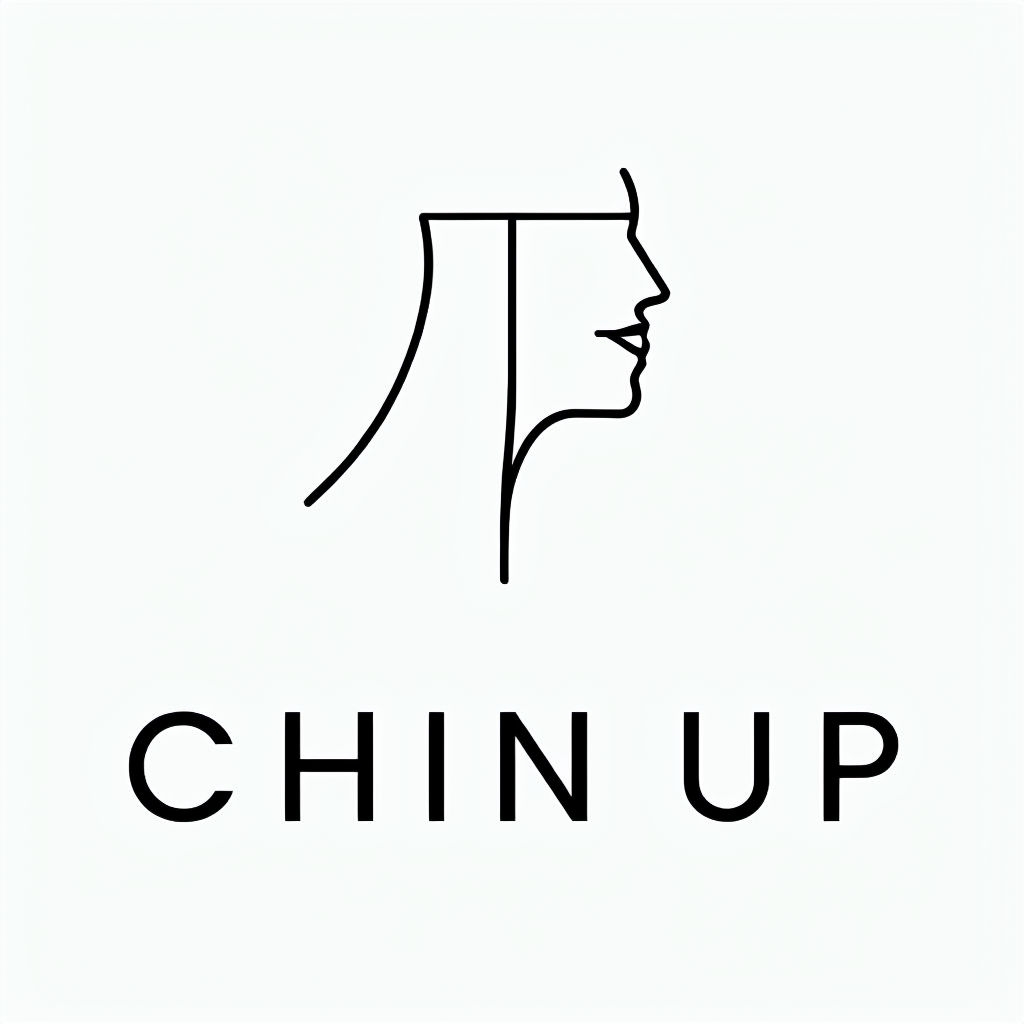Minimalist CHIN UP Confidence Logo Design for Self-Care Brand Logo
