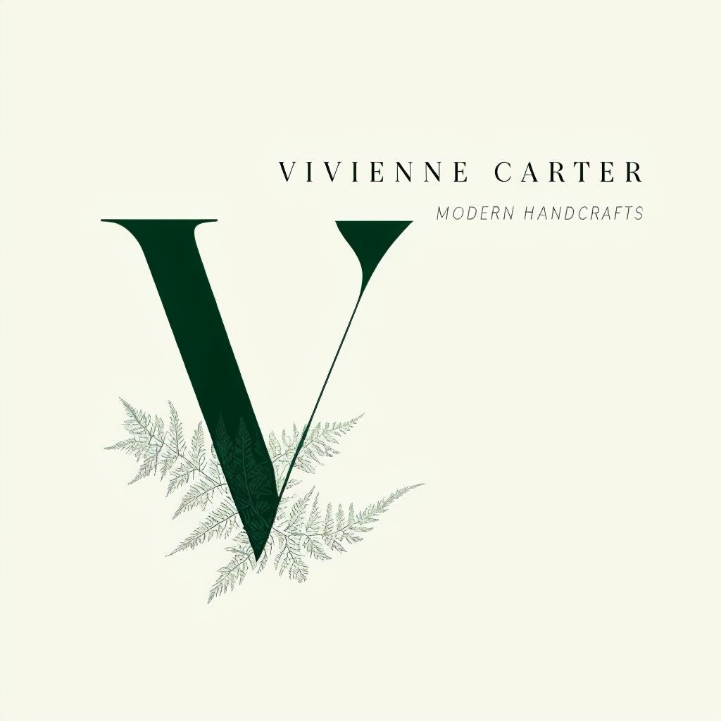 Modern Minimalist Green V Logo with Fern Leaf Illustration Monogram