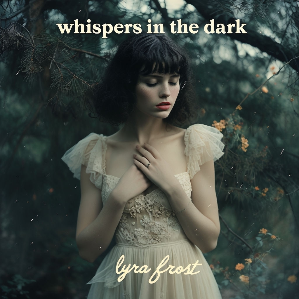 Ethereal Vintage Woman in Forest Whispers in the Dark Album Cover