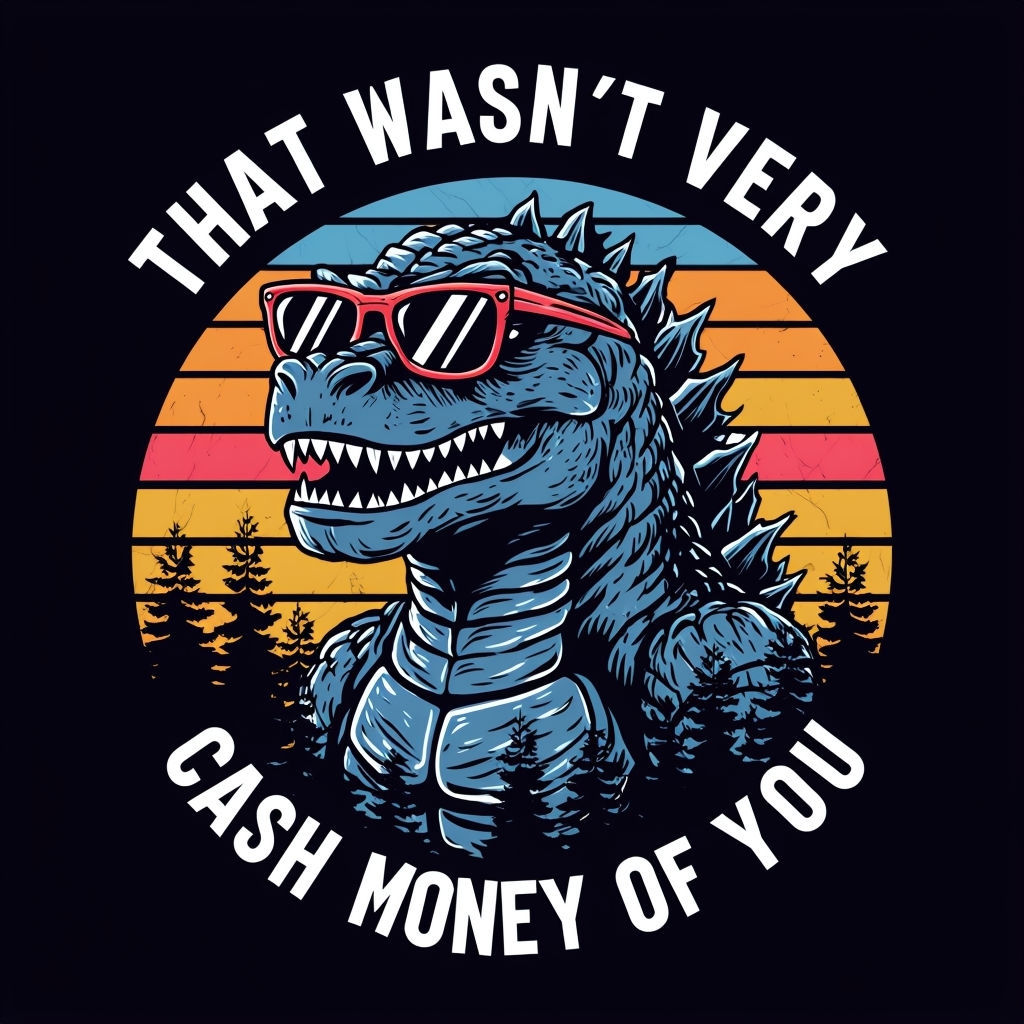 Retro Cartoon Monster with Sunglasses Vintage Style T-shirt