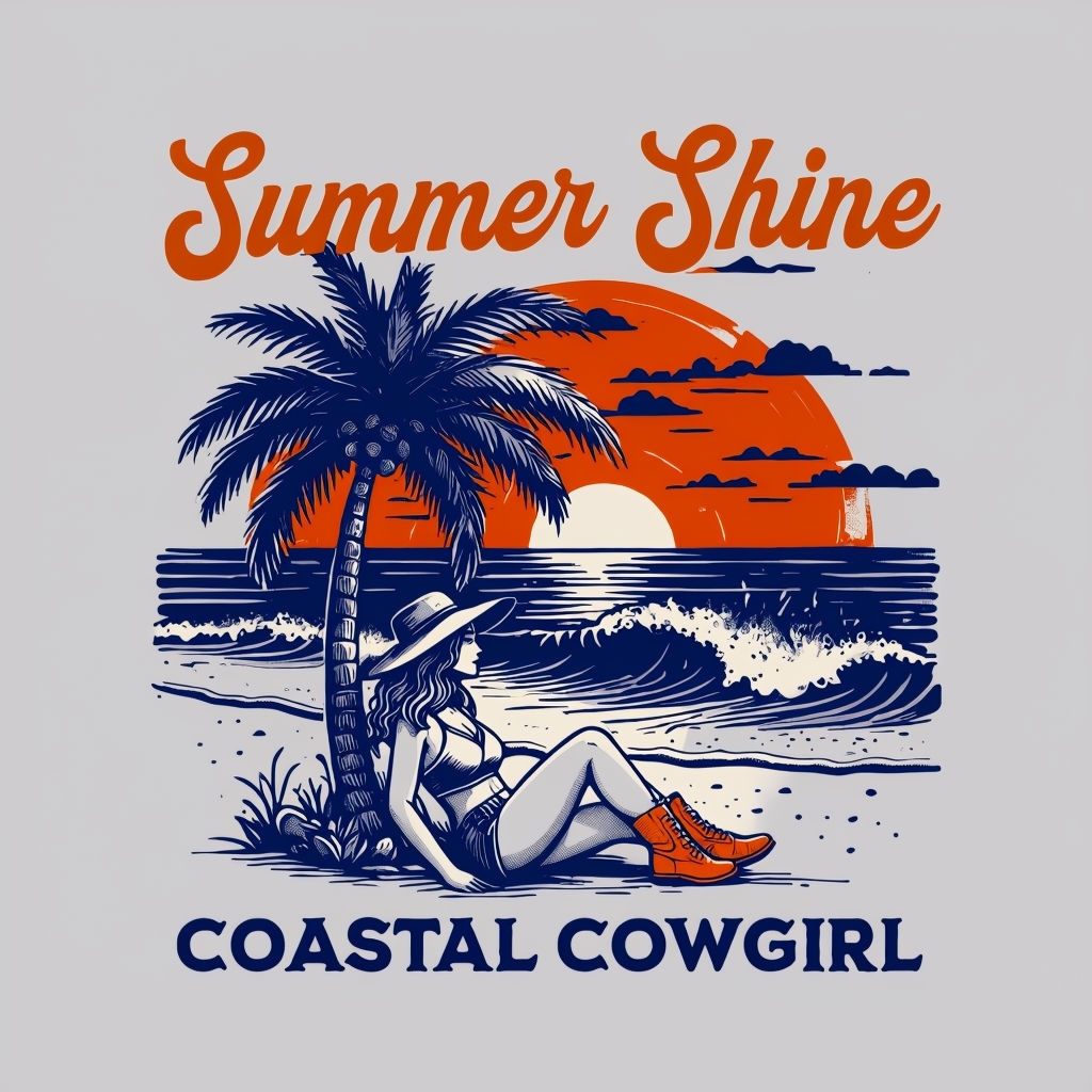 Vintage Coastal Cowgirl Summer Shine Beach T-Shirt