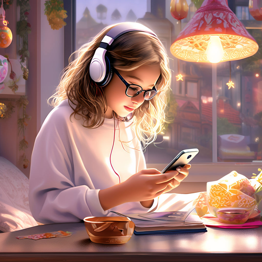 12 years old girl playing mobile phone by qwfqwf qwffqwf - Playground