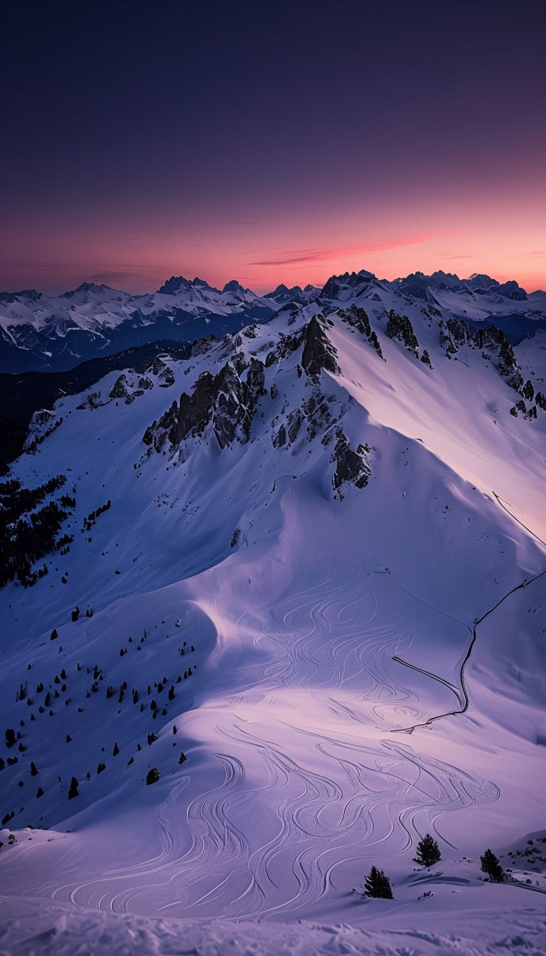 Serene Twilight Snowy Mountain Landscape Mobile Wallpaper