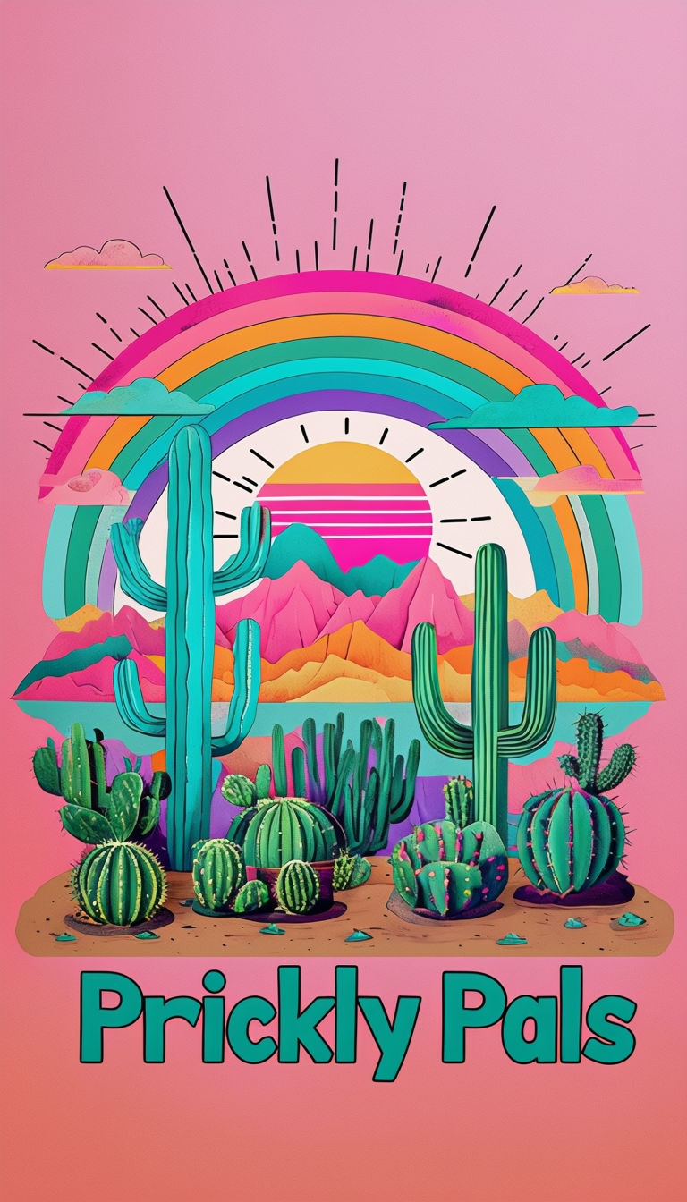 Whimsical Prickly Pals Cactus Garden Poster