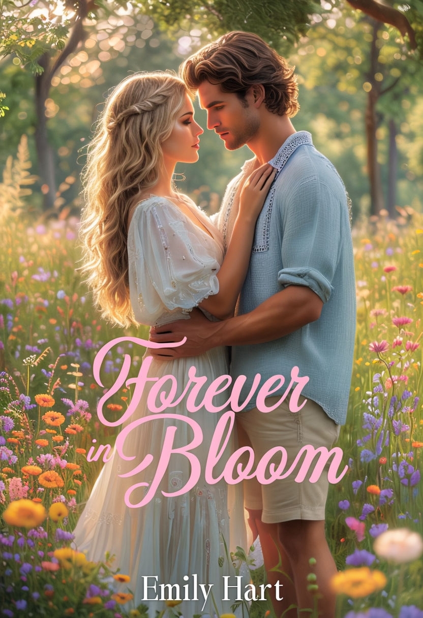 Intimate Romantic Scene in Meadow for Forever in Bloom EBook Cover