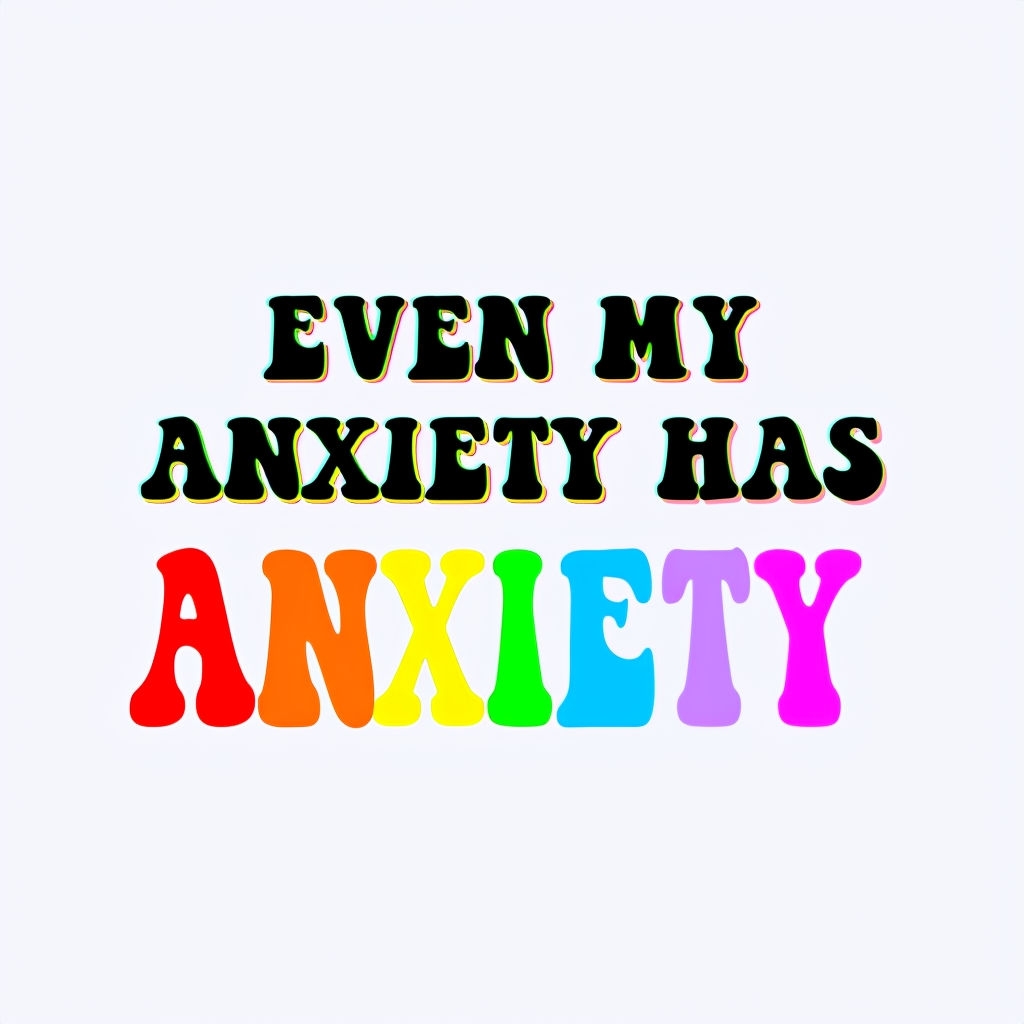 Playful Retro Anxiety Text Design Sticker