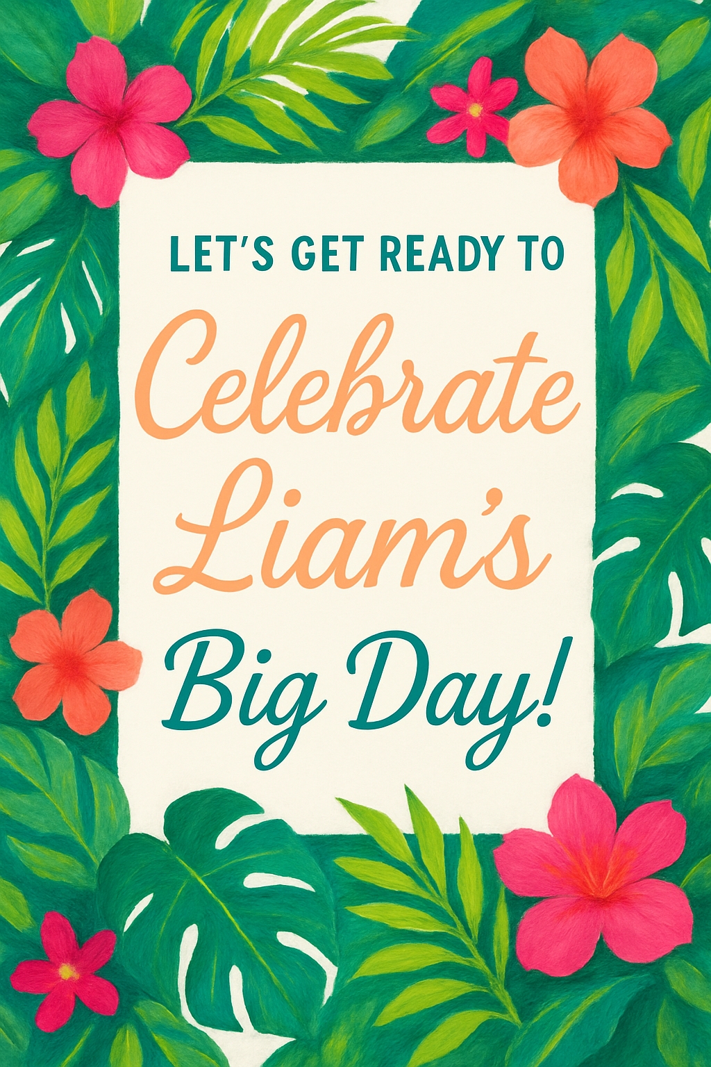 Tropical Themed Birthday Celebration Greeting Card Design Event Sign