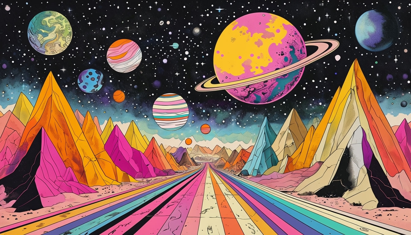 Surreal Psychedelic Cosmic Landscape Virtual Background