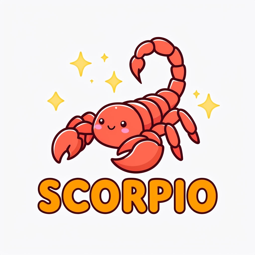 Cute Cartoon Scorpion with Stars and Scorpio Text T-shirt