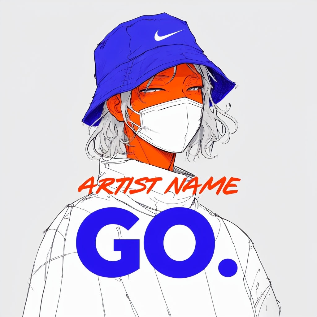 Vibrant Orange Anime Character with Bucket Hat Album Cover