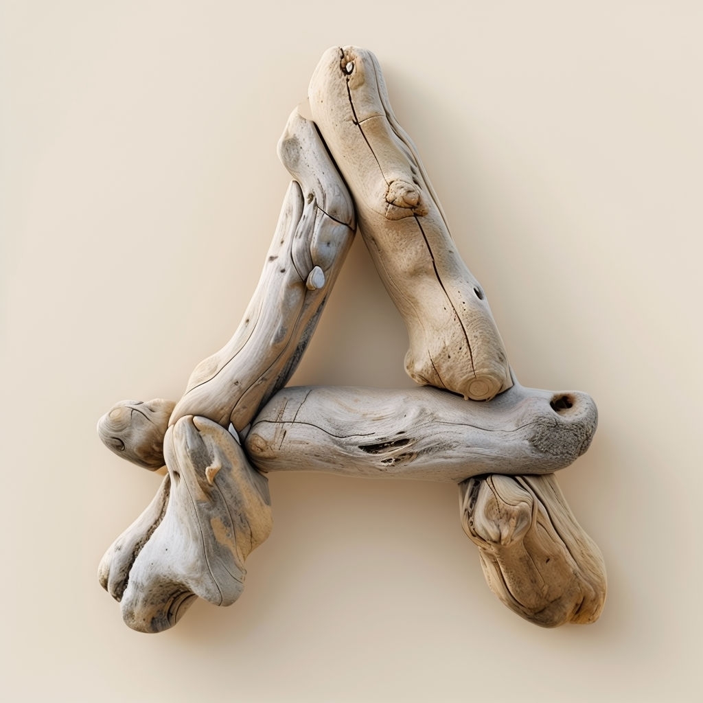 Artisanal Driftwood AA Monogram Design on Soft Beige Background Monogram