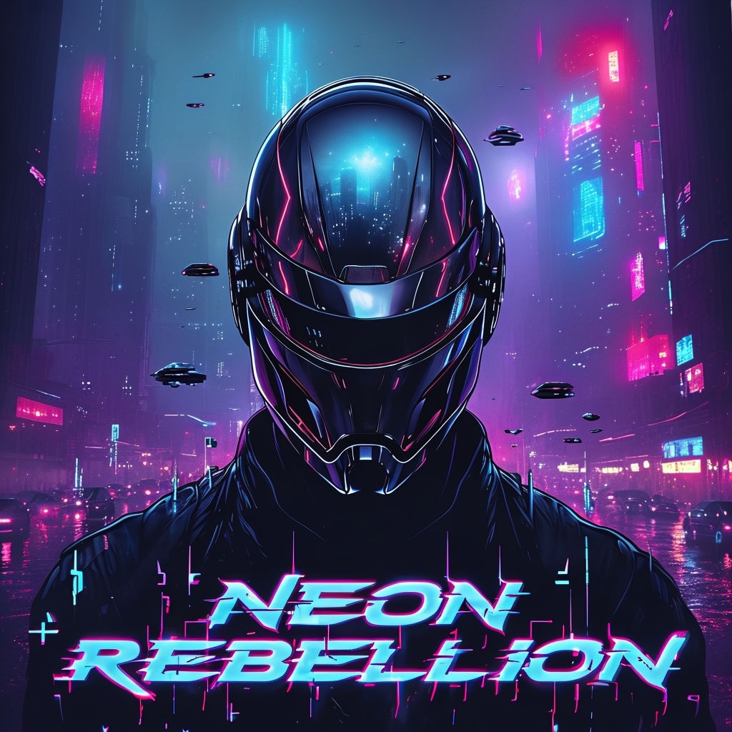 Neon Rebellion Cyberpunk Cityscape Illustration Poster