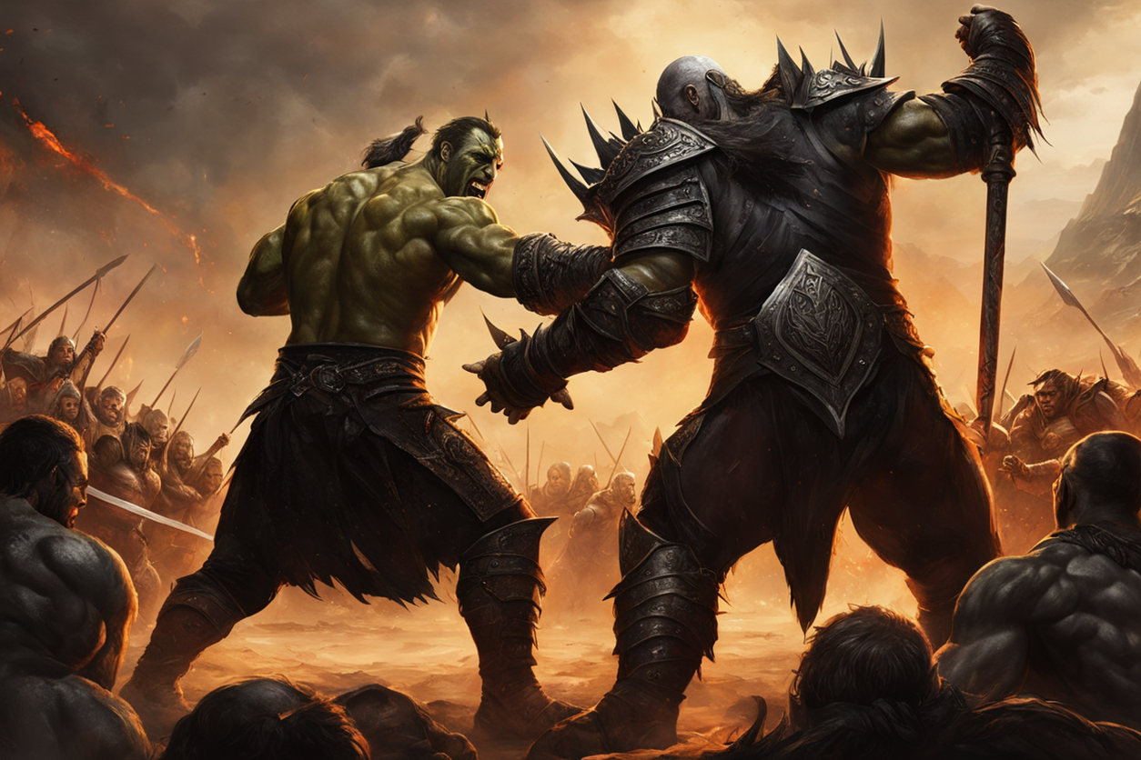 Sauron of mordor wrestling a ufc fighter with orcs watching ... by ...