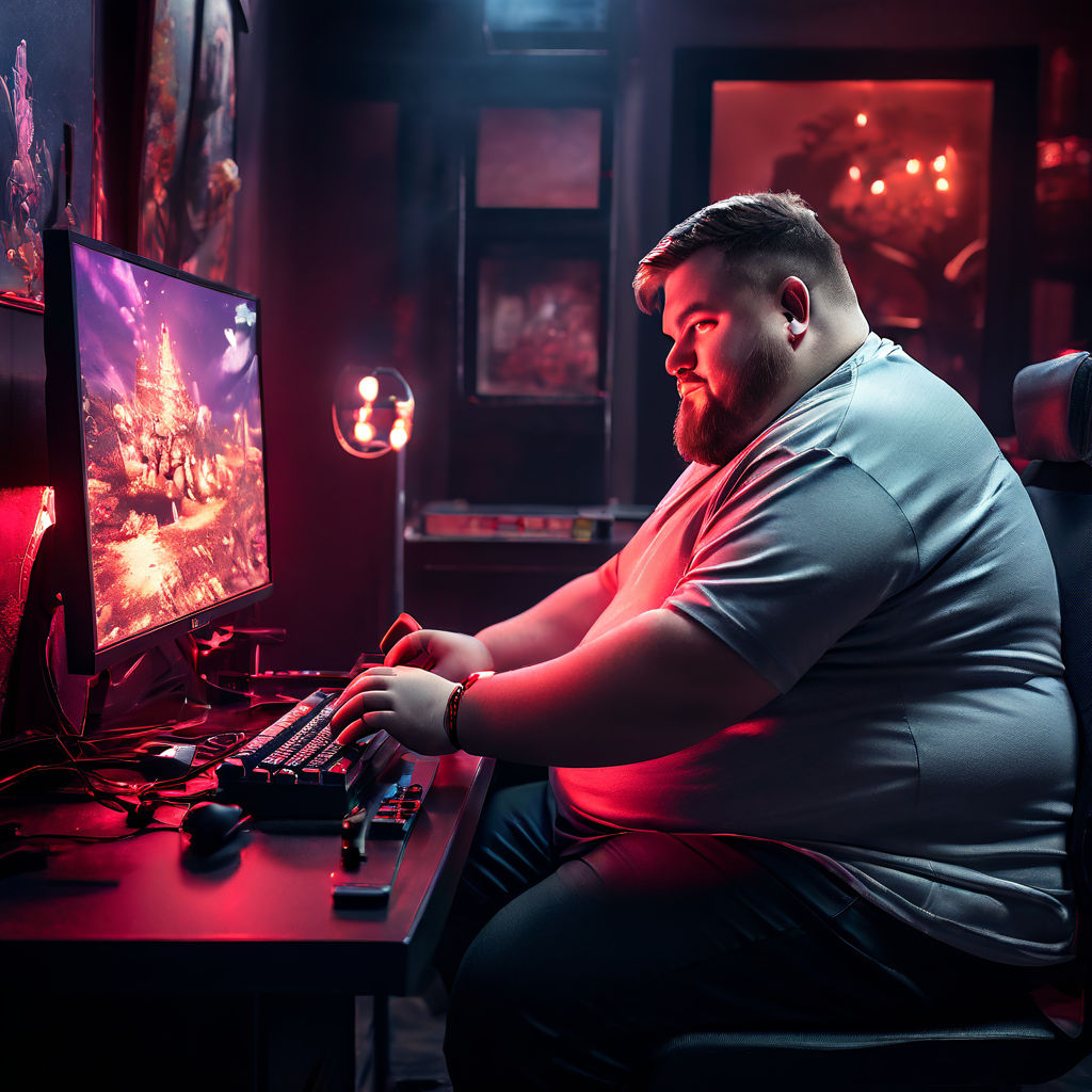 Fat person with beard playing cs go