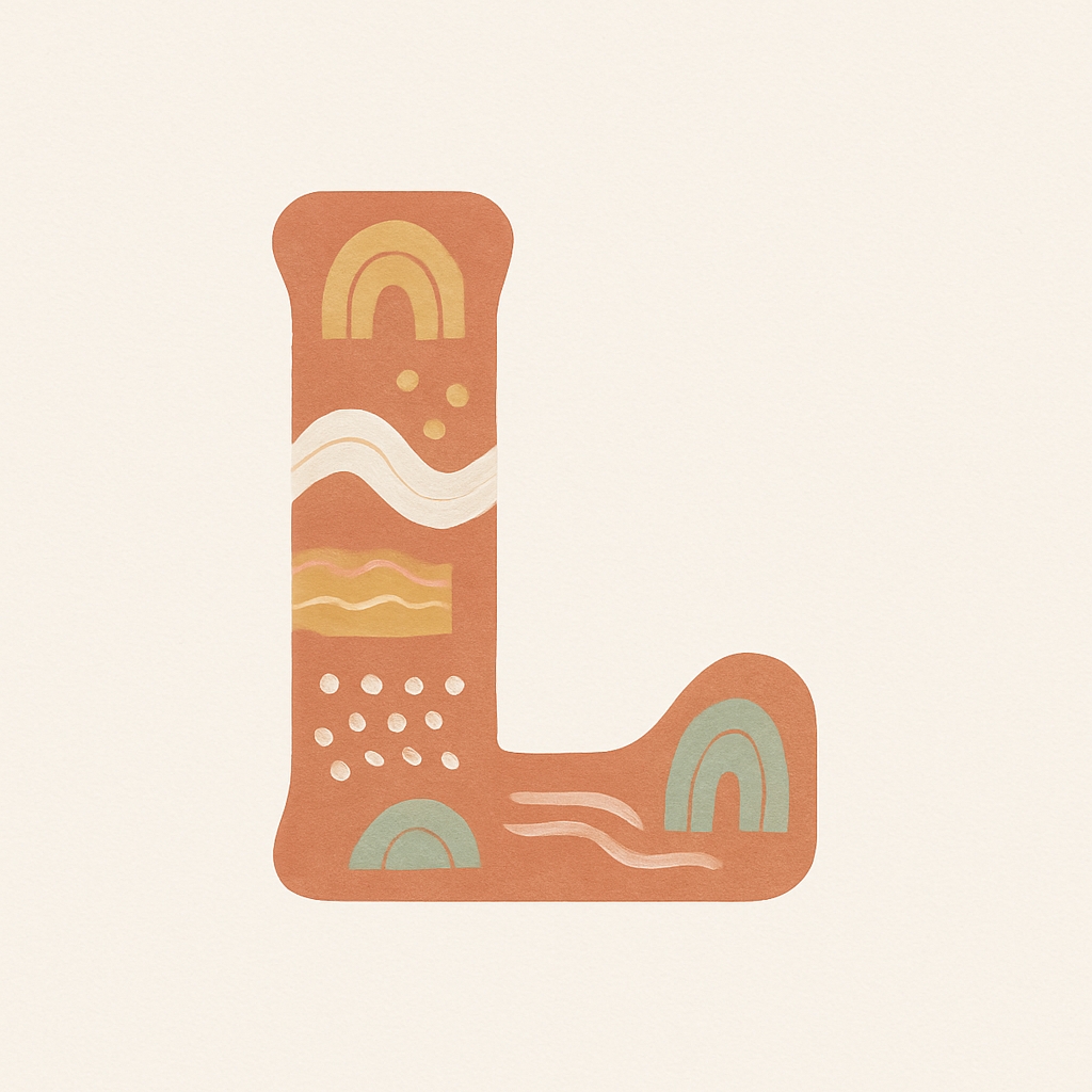 Modern Terracotta Letter L Abstract Illustration Design Monogram