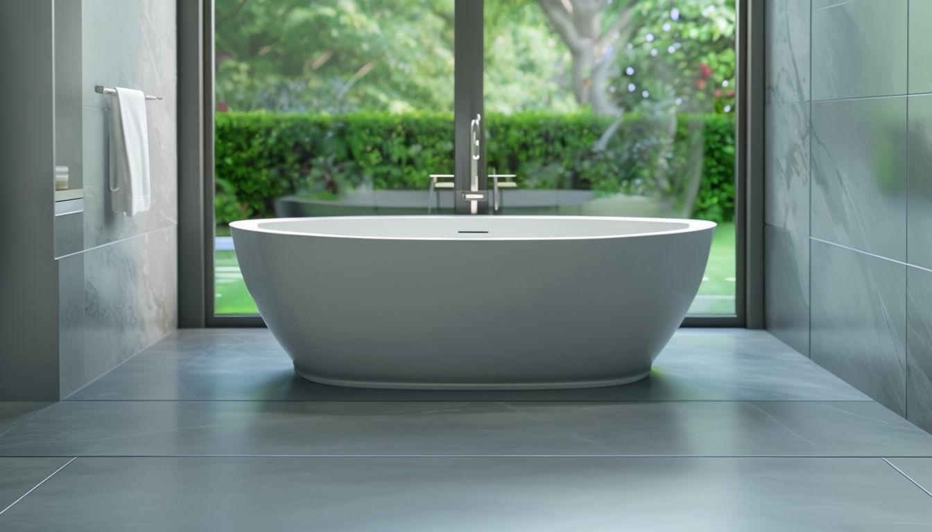 Luxurious Master Bathroom Virtual Background with Soaking Tub