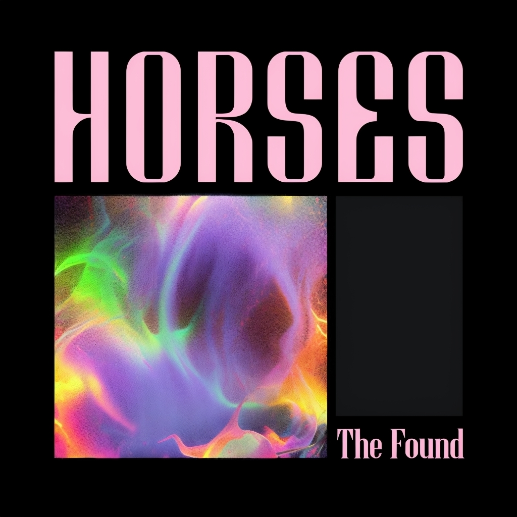 Vibrant Abstract Horses Artwork with Neon Swirls Album Cover