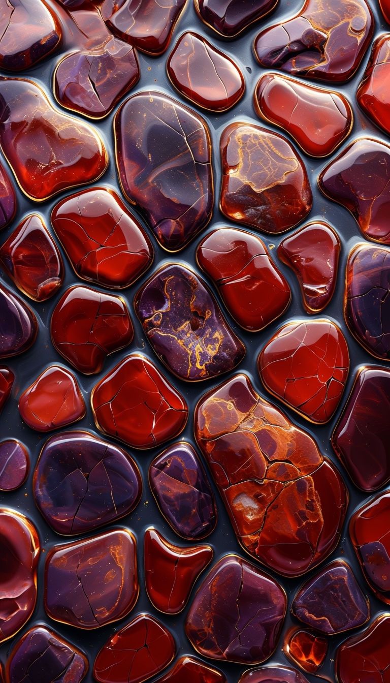 Luxurious Deep Red and Purple Stone Mosaic Phone Case Cover