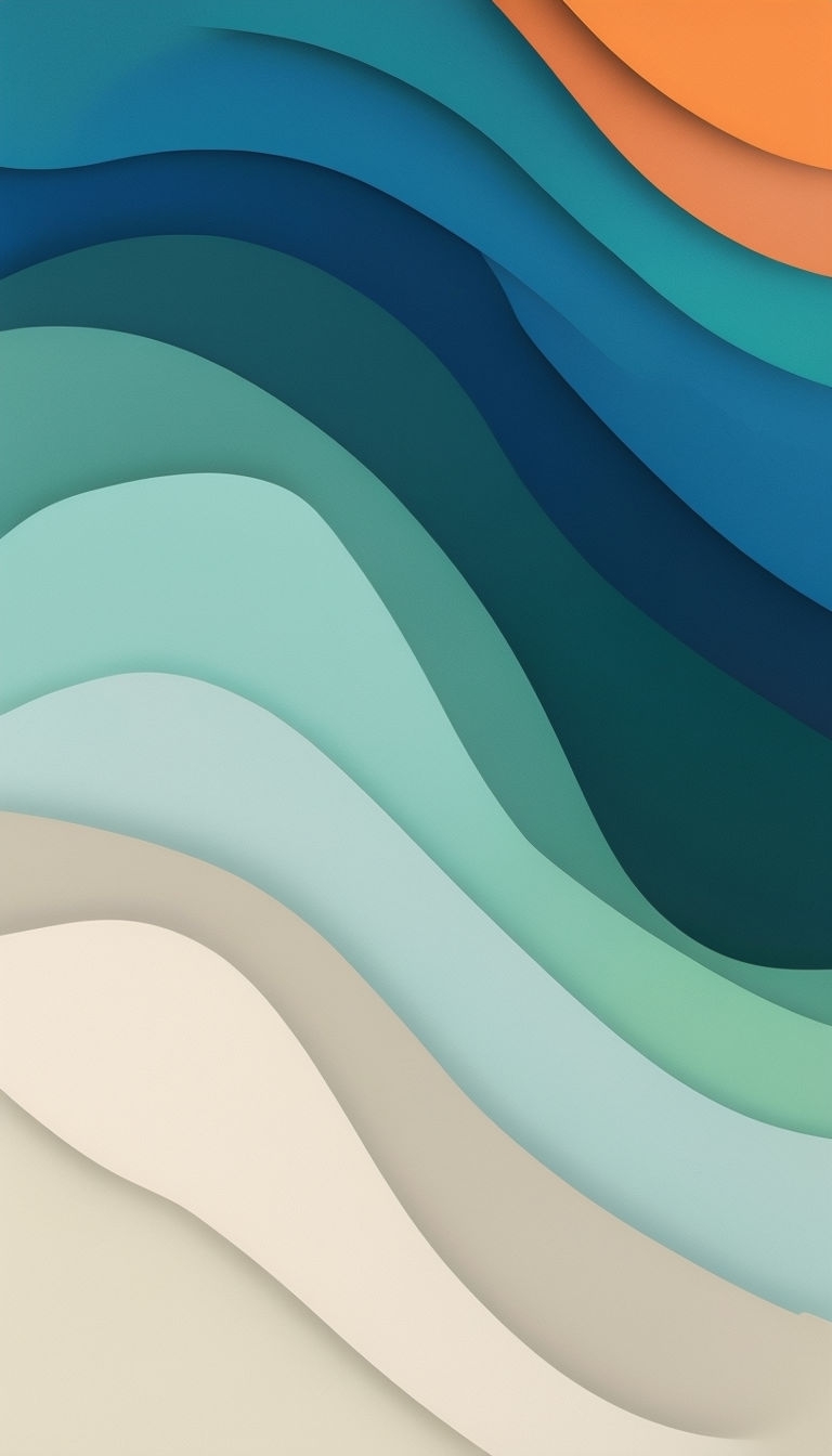 Serene Abstract Waves Layered Digital Artwork Mobile Wallpaper