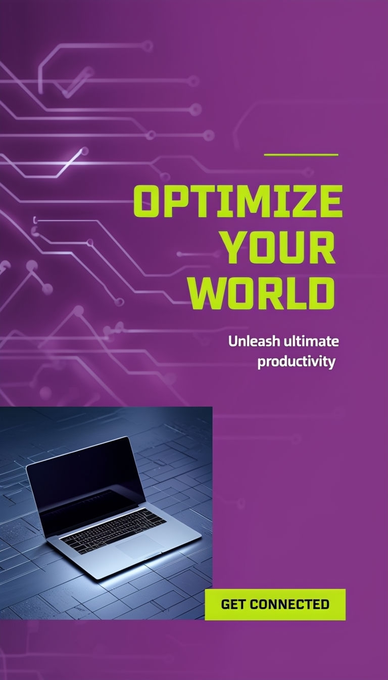 Plum Purple Modern Tech Laptop Advertisement Design Ads