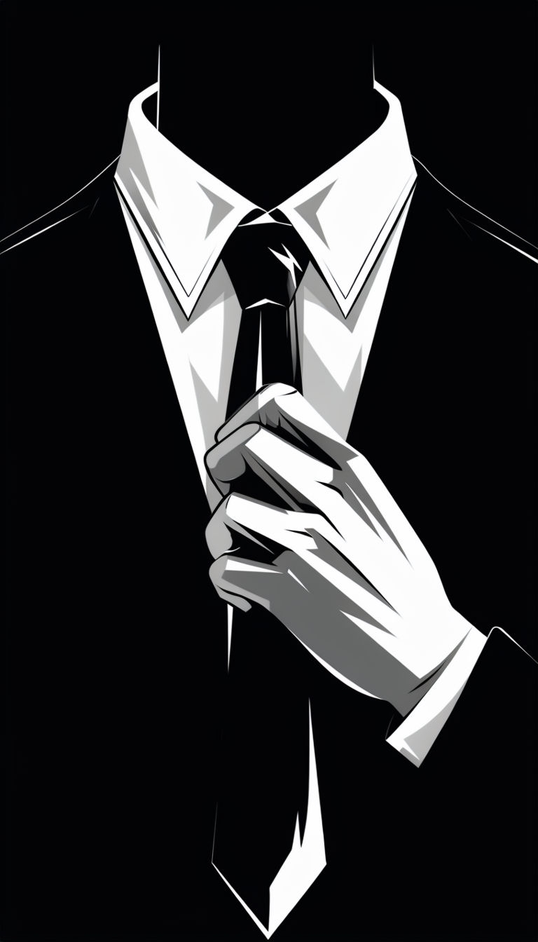 Stylish Minimalist Black and White Shirt and Tie Illustration Phone Case Cover