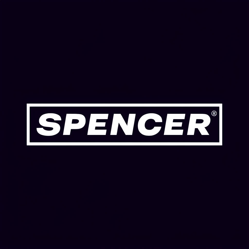 Minimalistic Bold Spencer Logo on Black Background Design