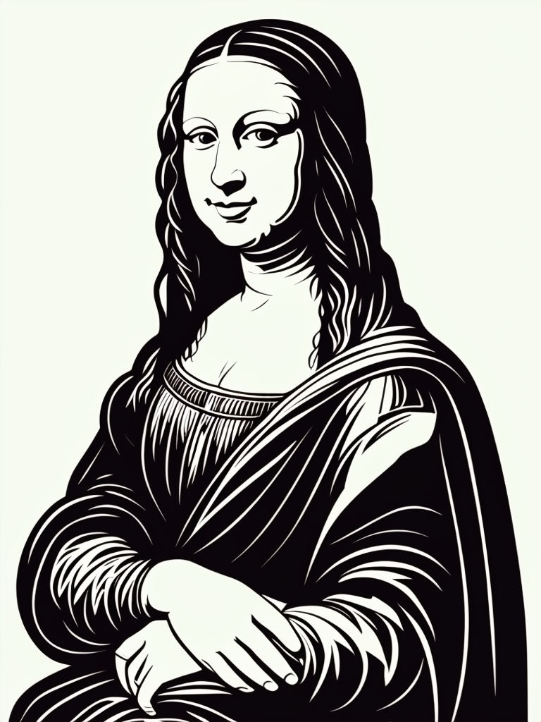 Mona Lisa Coloring Page Outline Art for Creative Expression