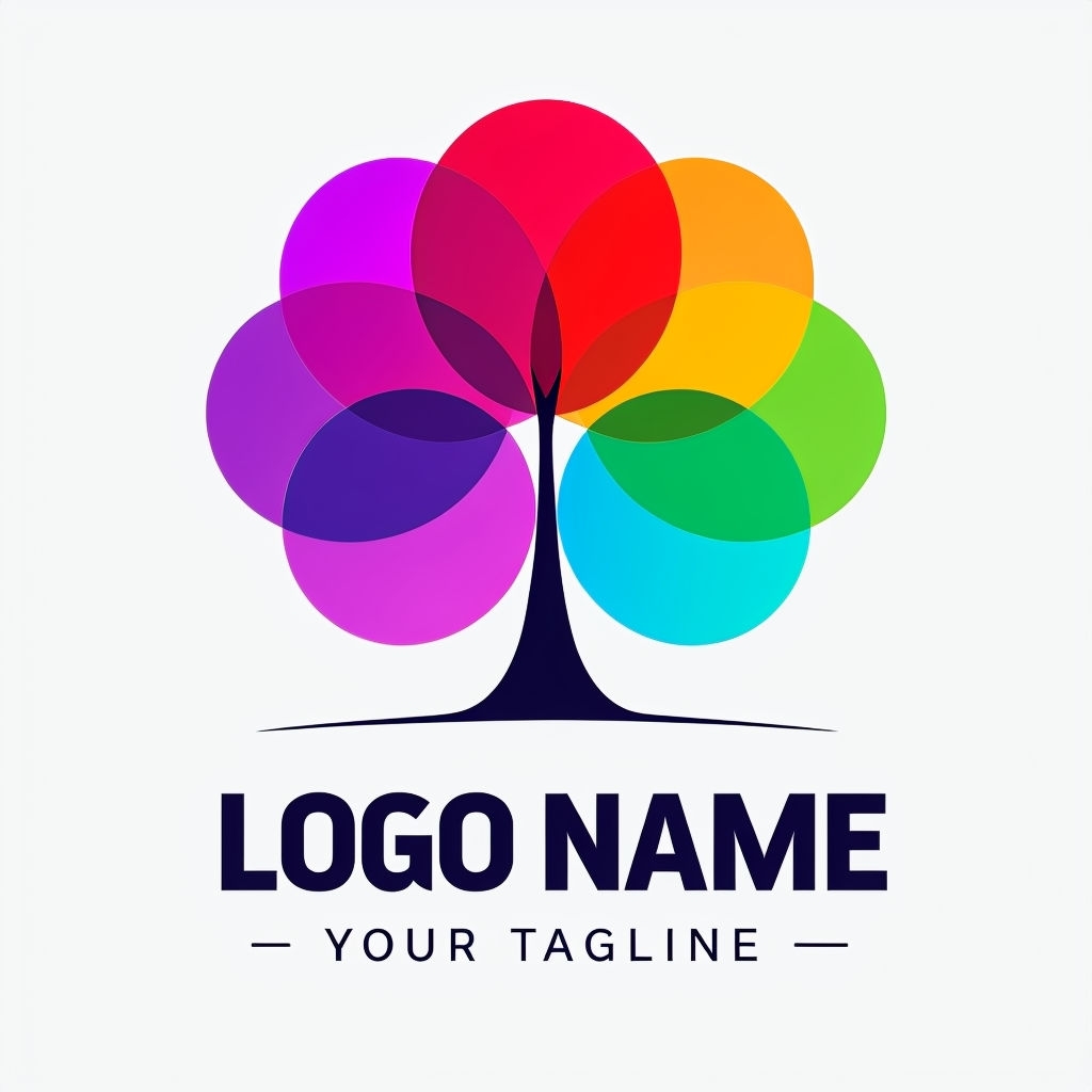 Vibrant Modern Stylized Tree Logo with Colorful Canopy Design