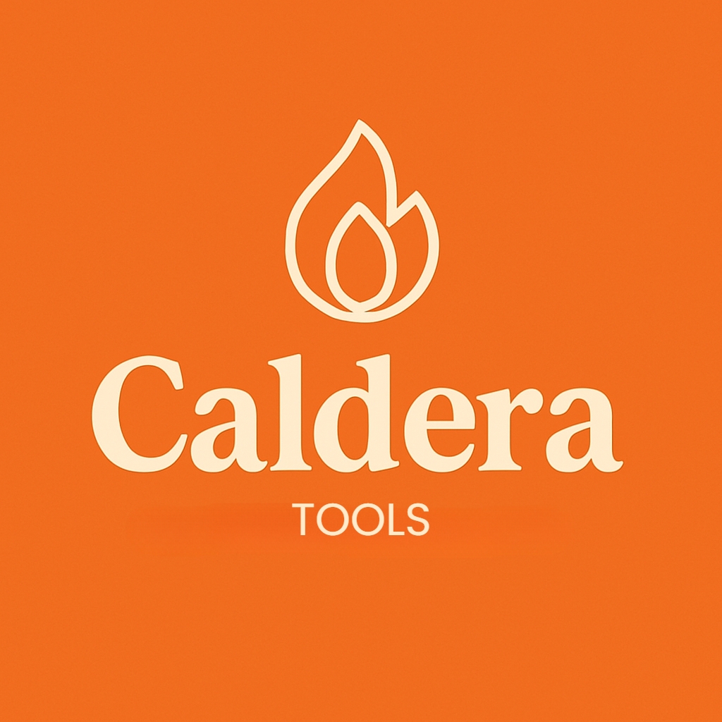 Caldera Tools Minimalist Logo Design on Vibrant Orange Background Logo