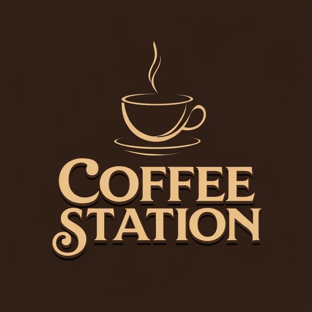 Elegant Minimalist Coffee Station Logo Design