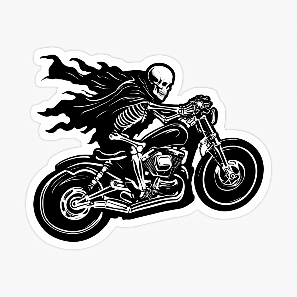 Skeleton Rider Monochrome Sticker