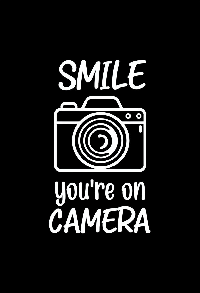 Minimalist Black and White Smile You're on Camera Poster